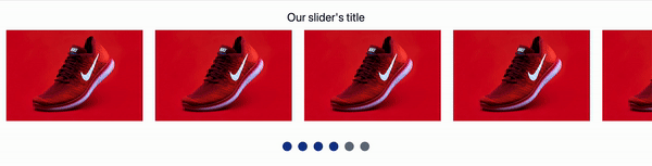 A screen recording of a user scrolling a web page horizontally across an image gallery with identical images of red shoes