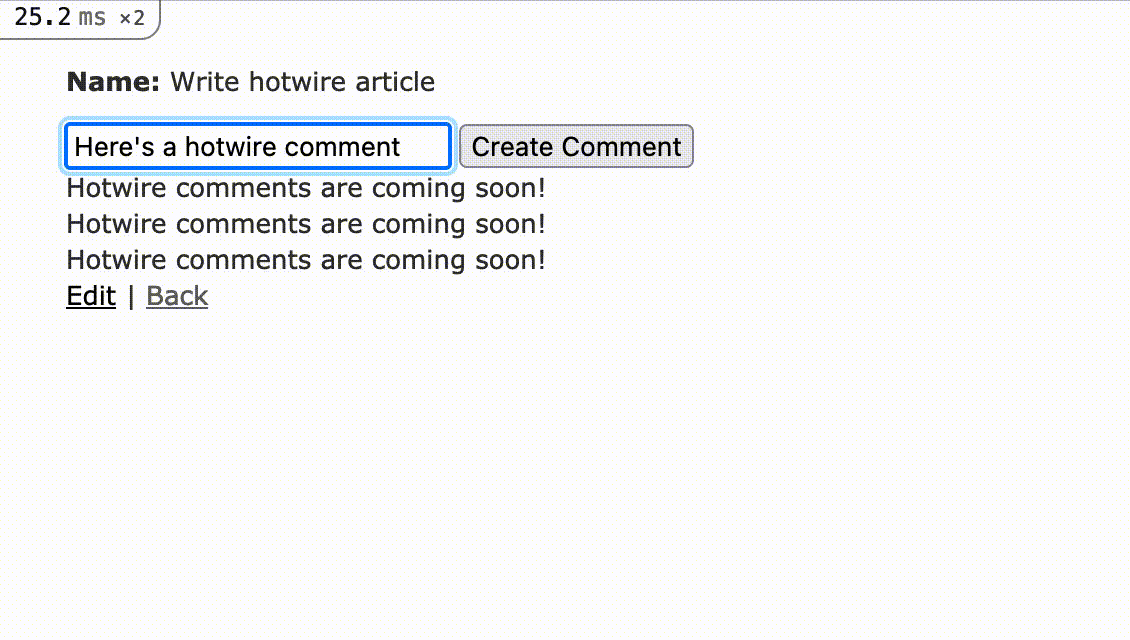 A screen recording of a user typing in a comment in a text input and the comment being added to a list of comments