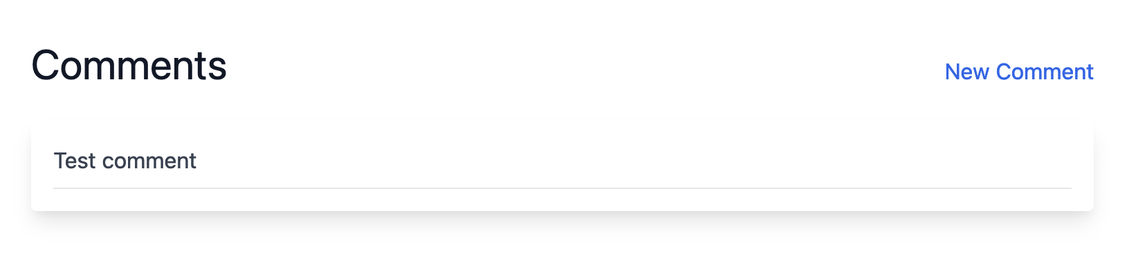 A screen shot of a webpage with a list of comments displayed to the user. At the top right of the list, a link that reads new comment is displayed