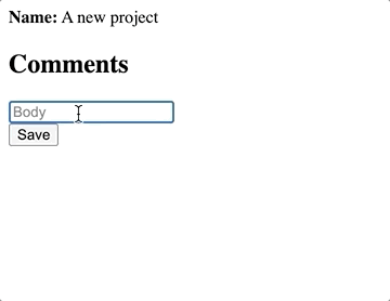 A screen recording showing successful submission of a comment on the form we just built